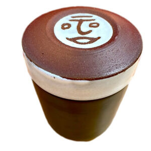 Small Japanese canister- Mikasa terra stone - orange sherbet